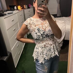 Target White Lace Peplum Blouse
